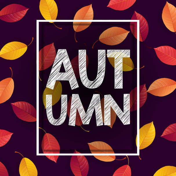 Vectorillustratie van herfst achtergrond met vallende bladeren - Vector, afbeelding