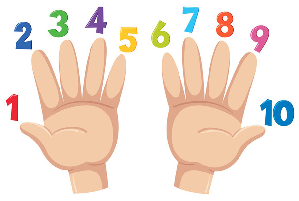 Count to ten with finger illustration - Vector, Image