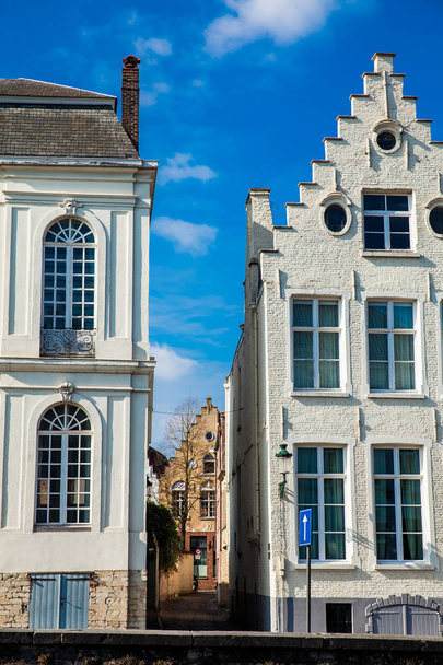 Houses representative of the traditional architecture of the historical Bruges town - 写真・画像