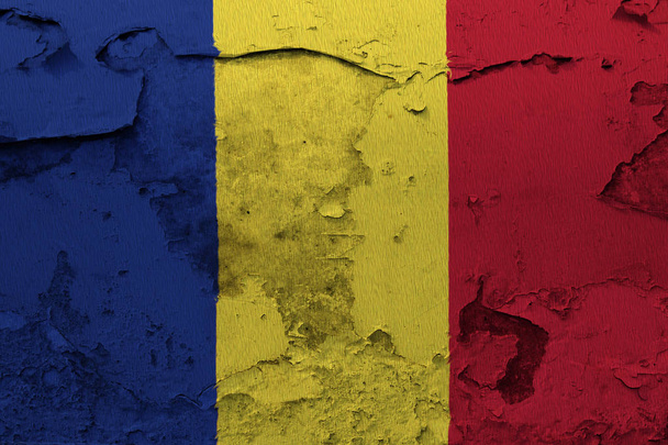 Drapeau Roumanie peint sur le mur de béton fissuré
 - Photo, image