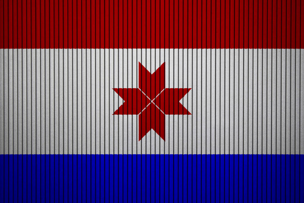 Χειροποίητη σημαία της Κούμπαν στον τσιμεντένιο τοίχο - Φωτογραφία, εικόνα