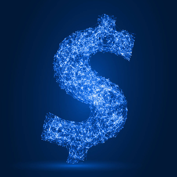glowing dollar symbol with connected lines. vector illustration - ベクター画像