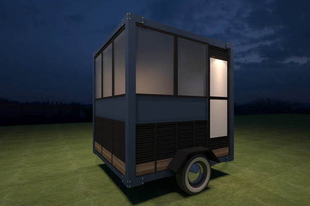 diseño de café de kiosco de camión de comida, ilustración de renderizado 3D
 - Foto, Imagen