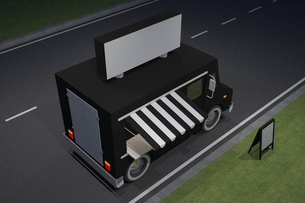 diseño de café de kiosco de camión de comida, ilustración de renderizado 3D
 - Foto, imagen