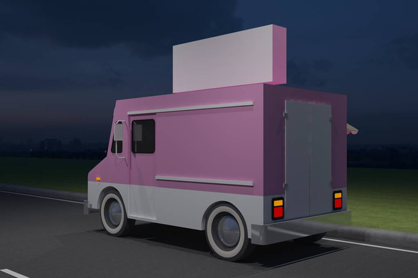 diseño de café de kiosco de camión de comida, ilustración de renderizado 3D
 - Foto, Imagen