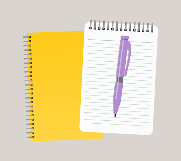Two notepads and a pen - Vector, Image