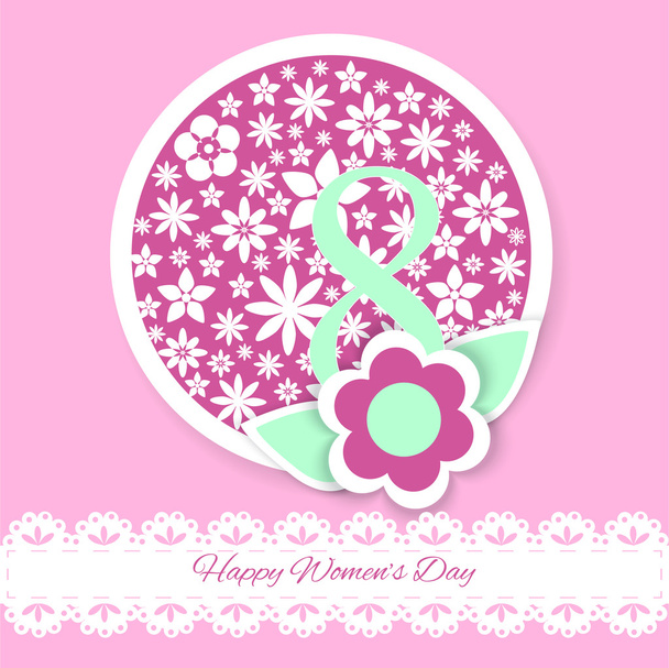 Women's day vector greeting card with flowers - Vector, Image