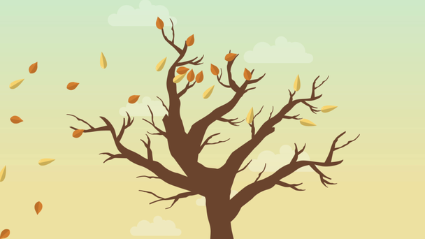Jesienny krajobraz z wiatr i liście kolekcja animacji - Materiał filmowy, wideo