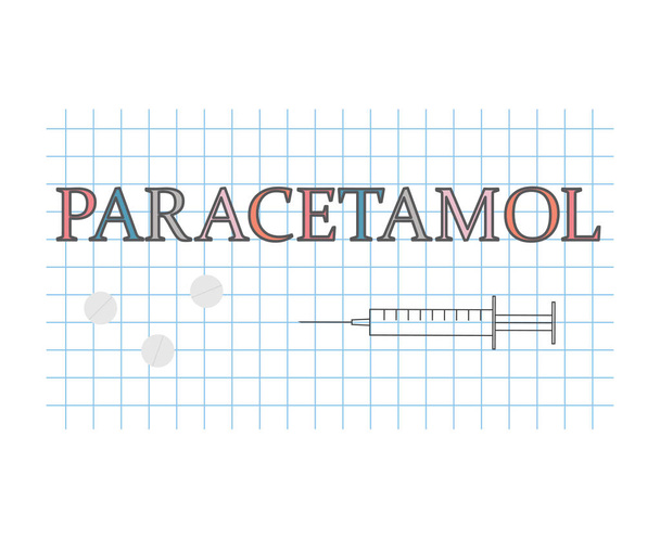 paracetamol palavra em folha de papel quadriculado-ilustração vetorial
 - Vetor, Imagem