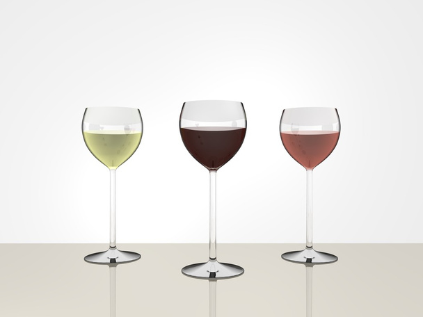 Tres vasos de vino
 - Foto, Imagen