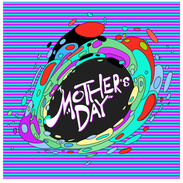 Tarjeta de felicitación Happy Mothers Day con diseño tipográfico y elementos coloridos. Ilustración vectorial. Diseño de plantilla abstracta y curvilínea
. - Vector, imagen