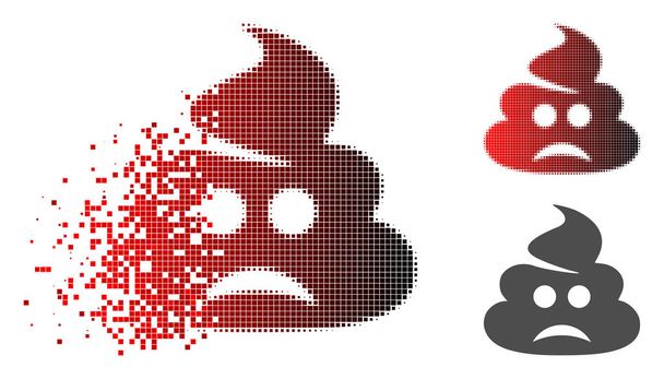 Mizející Pixelated polotónů smutný hovno ikonu - Vektor, obrázek