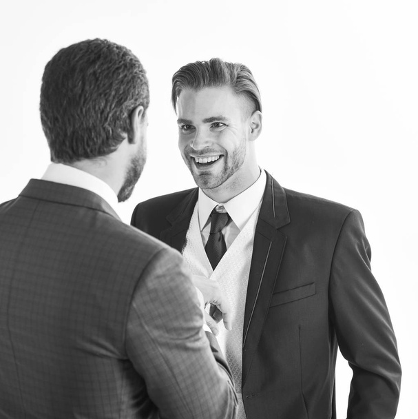 Business negotiations between partners. Man with happy face in s - Foto, Imagen