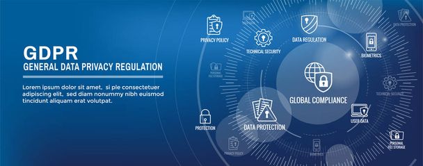 GDPR and Privacy Policy Web Banner Header & Background - Vector, afbeelding