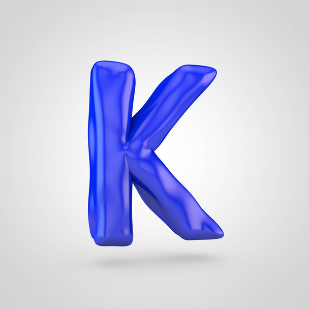 Kék gyurma levél K nagybetűs elszigetelt fehér background - Fotó, kép