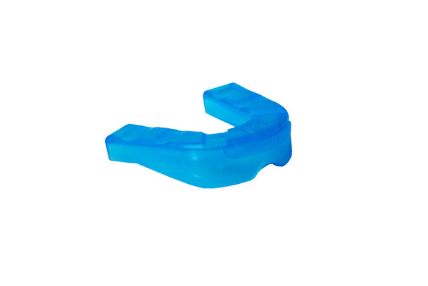 Close-up isolated blue gum-shield for protection athlete's teeth. - Photo, Image