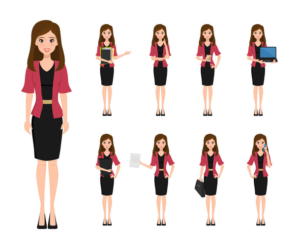 Business woman character creation in office style. Business job function. Illustration vector of avatar people design. - Vector, Image