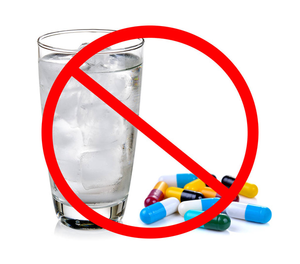 No pill concept-Do not eat the medicine with cold water - Photo, Image