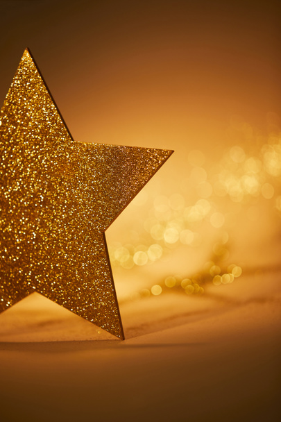 golden glittering star for christmas decoration - Photo, Image