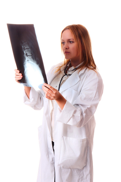 lekarz hols x-ray w jej ręce - Zdjęcie, obraz