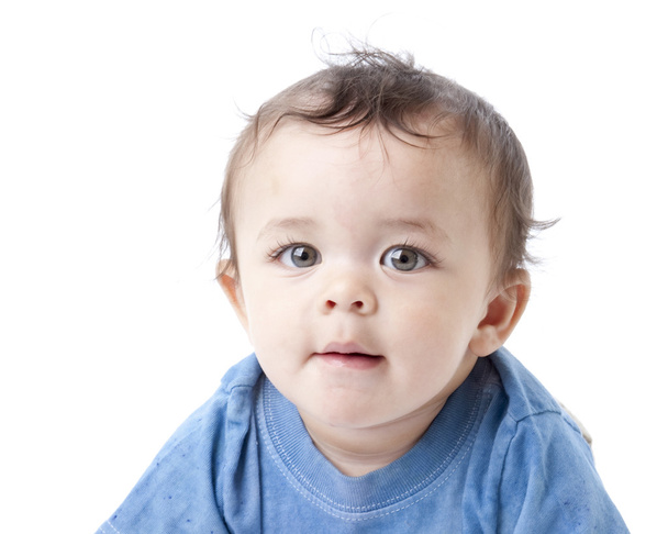 Сloseup of a baby boy with big green eyes - Фото, изображение