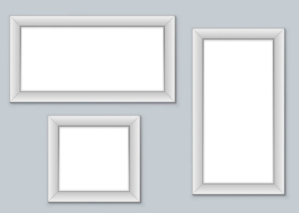 Blank picture frames hanging on the wall vector template. Well organized eps10 file, you can easily change the wall color and paste your images. - Vector, afbeelding