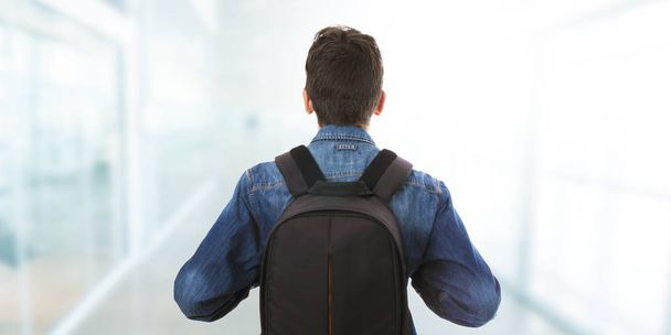 student with backpack at college or university - Foto, Imagem