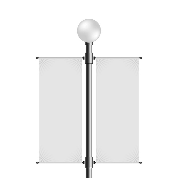 poste de lámpara de calle con banner doble vacío en blanco. maqueta vectorial
 - Vector, imagen