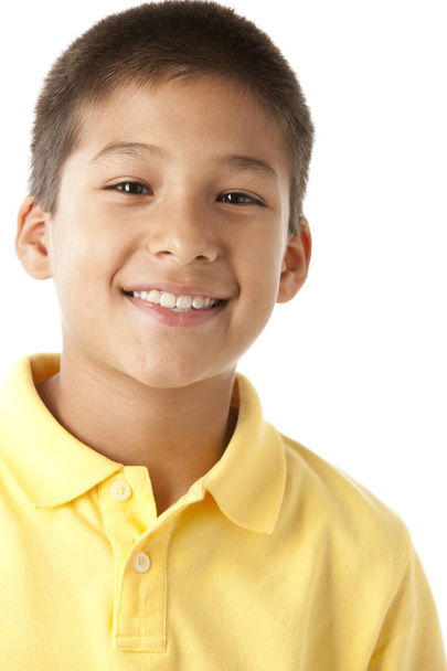 Headshot of hispanic boy with a big smile - 写真・画像