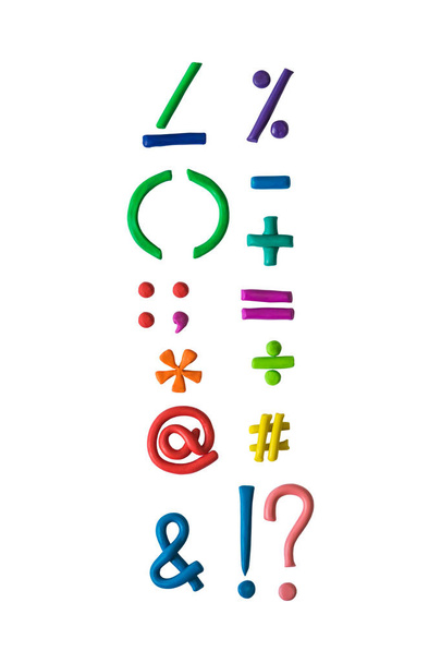 Símbolos coloridos y signos de puntuación del modelado de arcilla
 - Foto, Imagen