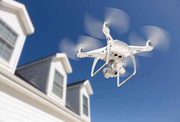 Drone Quadcopter Flying, Inspecting and Photographing House - Photo, Image