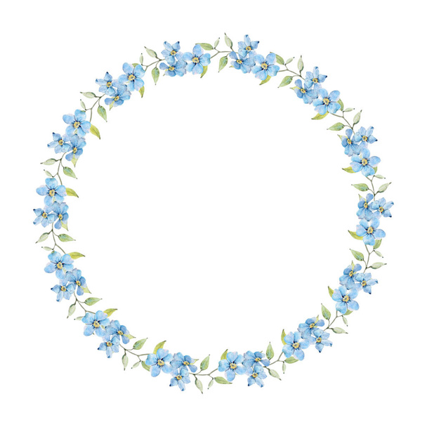 watercolor flower circle frame. Perfect for invitation, wedding or greeting cards. - Φωτογραφία, εικόνα