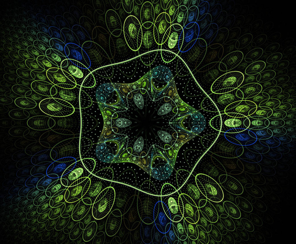 Abstract kleurrijk geometrische patroon - illustratie. Achtergrond van de cellen, in-of uitgezoomd beeld. Geometrische, organische vormen. Fractal bloem, open bloesem. - Foto, afbeelding