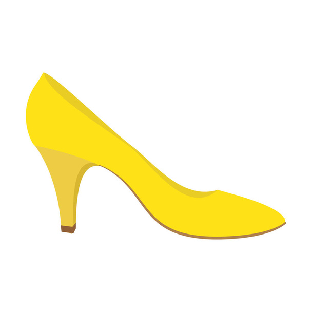 Yellow woman shoe icon, flat style - Vektor, kép