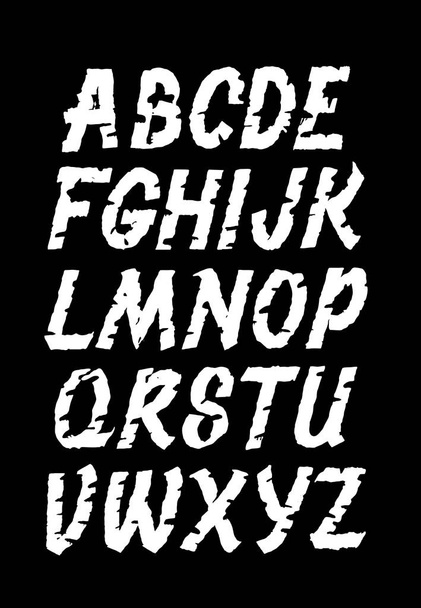 Hand lettering grunge font. Vector alphabet - Vetor, Imagem