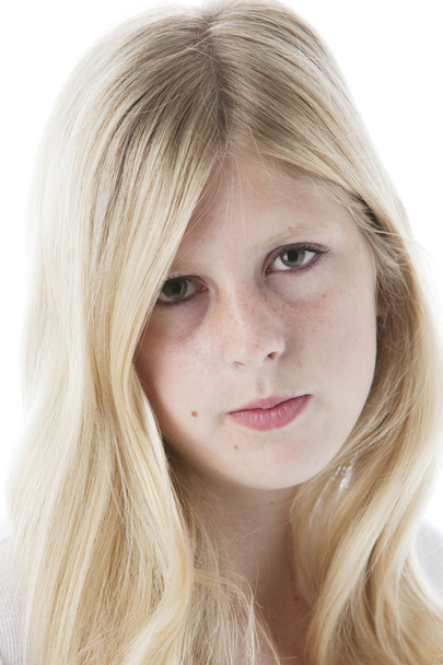 Headshot of angry teenage girl - Foto, Imagen