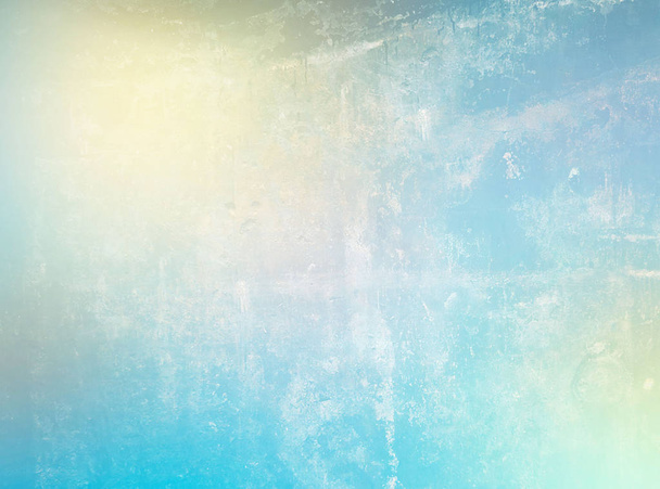 Smooth abstract gradient background with blue yellow white colors digital graphic banner. Worn aged effect - Photo, Image