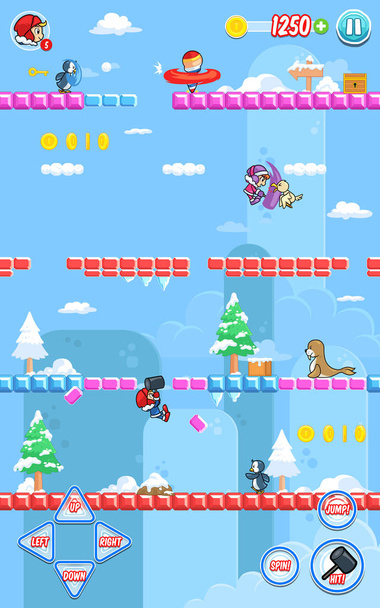 Ice Ventura actifs du jeu pour la plate-forme 2D, saut, et le piratage et slash jeu amusant d'action
. - Vecteur, image