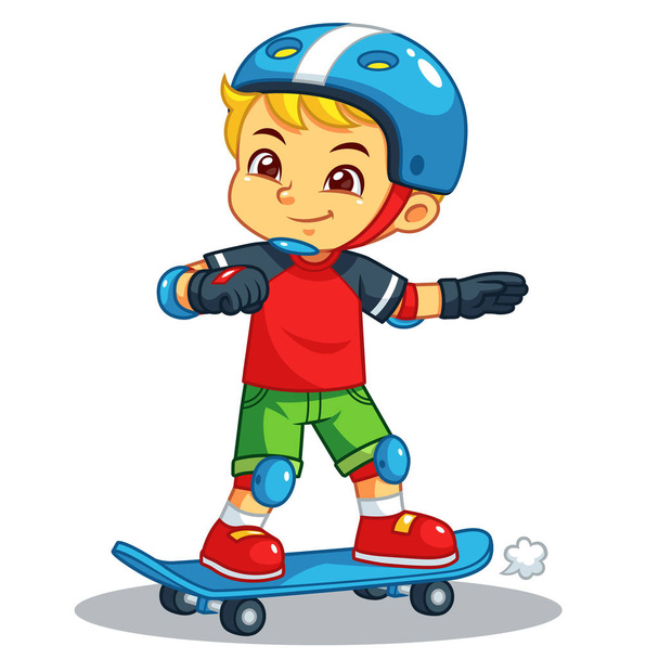 Мальчик упражняется со скейтбордом
. - Вектор,изображение