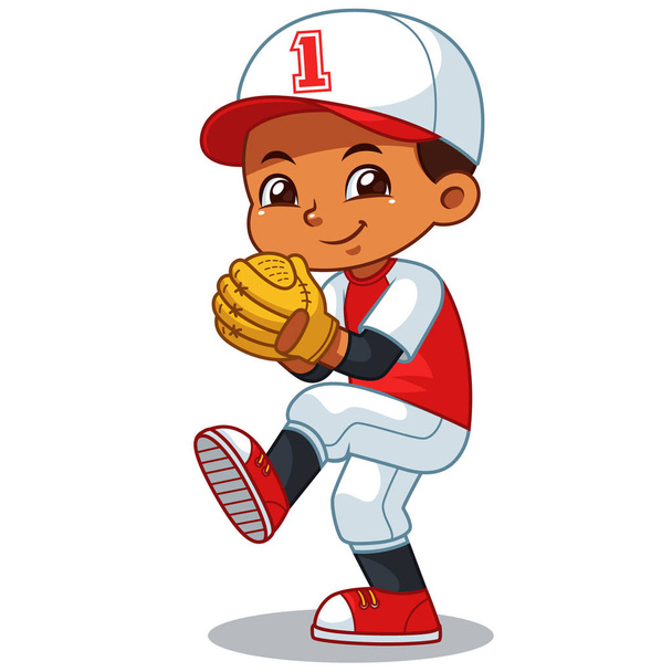 Baseball Pitcher Boy Ready To Throw - Vector, Image