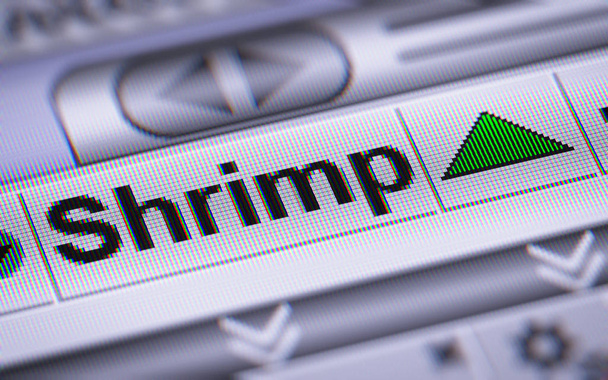 Index of Shrimp on the screen. Up. - Photo, Image