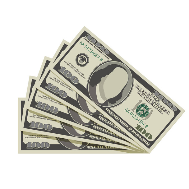 Ventilateur de billets de cent dollars. Illustration vectorielle isolée sur fond blanc
 - Vecteur, image
