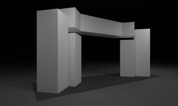 3D Rendering des Toreingangs Stand Ausstellungsdesign Konzept Innenraum Illustration - Foto, Bild