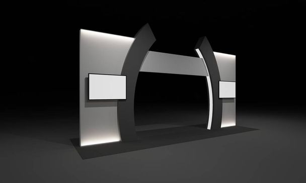 Representación 3D de la puerta de entrada Stand Exposición Diseño Concepto interior Ilustración
 - Foto, Imagen