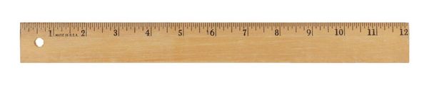12 inch houten liniaal geïsoleerd op een witte achtergrond - Foto, afbeelding