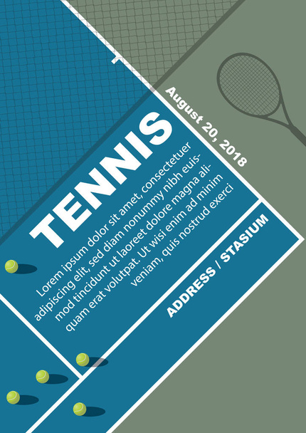 Дизайн плаката теннисного турнира. Векторный шаблон
 - Вектор,изображение