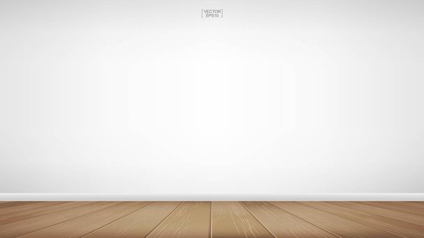 Empty room space background with wooden floor. Vector illustration. - Vector, Image