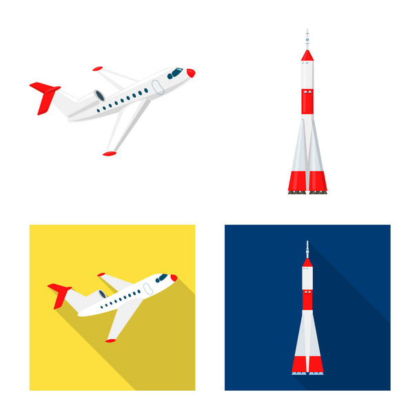 Vector illustration of plane and transport sign. Collection of plane and sky stock vector illustration. - Vector, Image