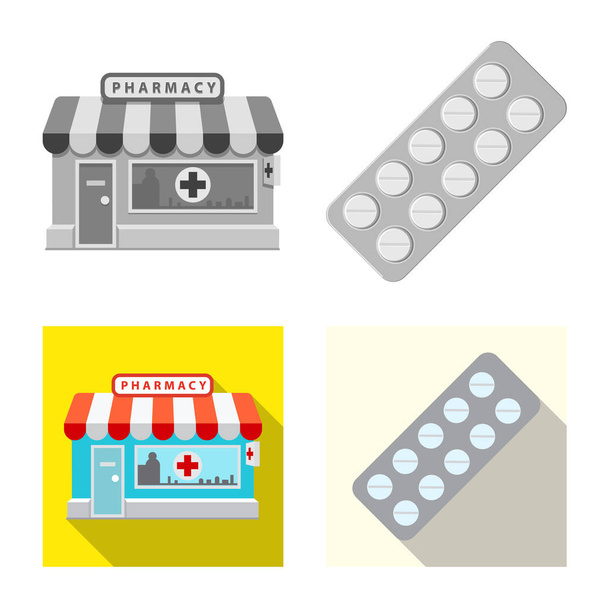 Isolated object of pharmacy and hospital sign. Collection of pharmacy and business stock symbol for web. - Vektor, Bild