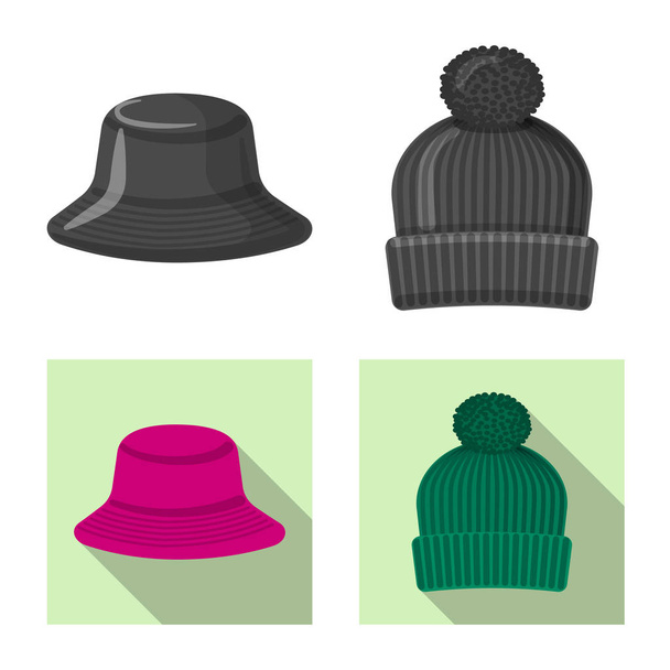 Isolated object of headwear and cap symbol. Set of headwear and accessory vector icon for stock. - Vetor, Imagem